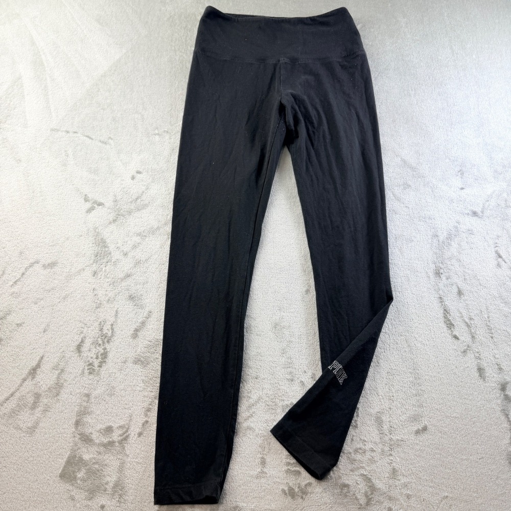Pink Victoria's Secret Black Cotton Blend Leggings Women's Medium